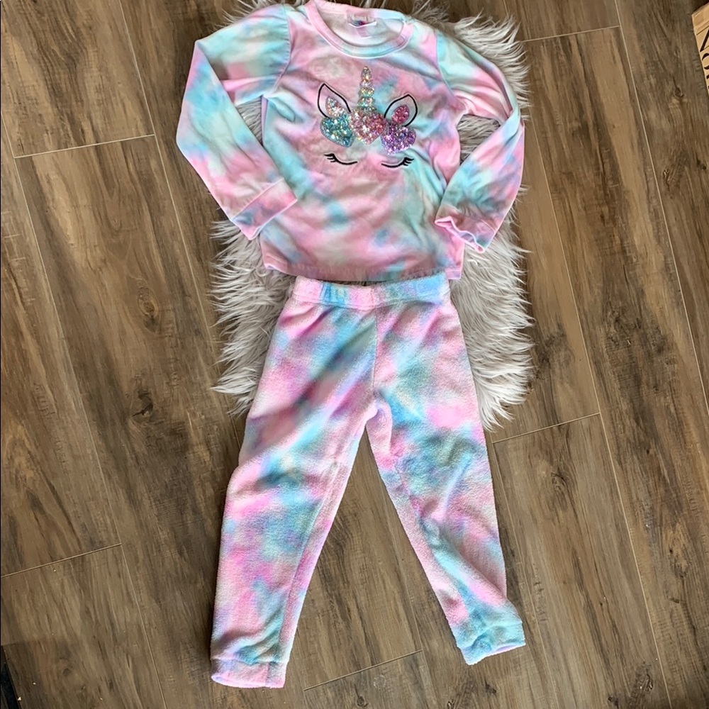 Girls Colorful Unicorn Matching Set Size 6 Unicorn Pajama Set